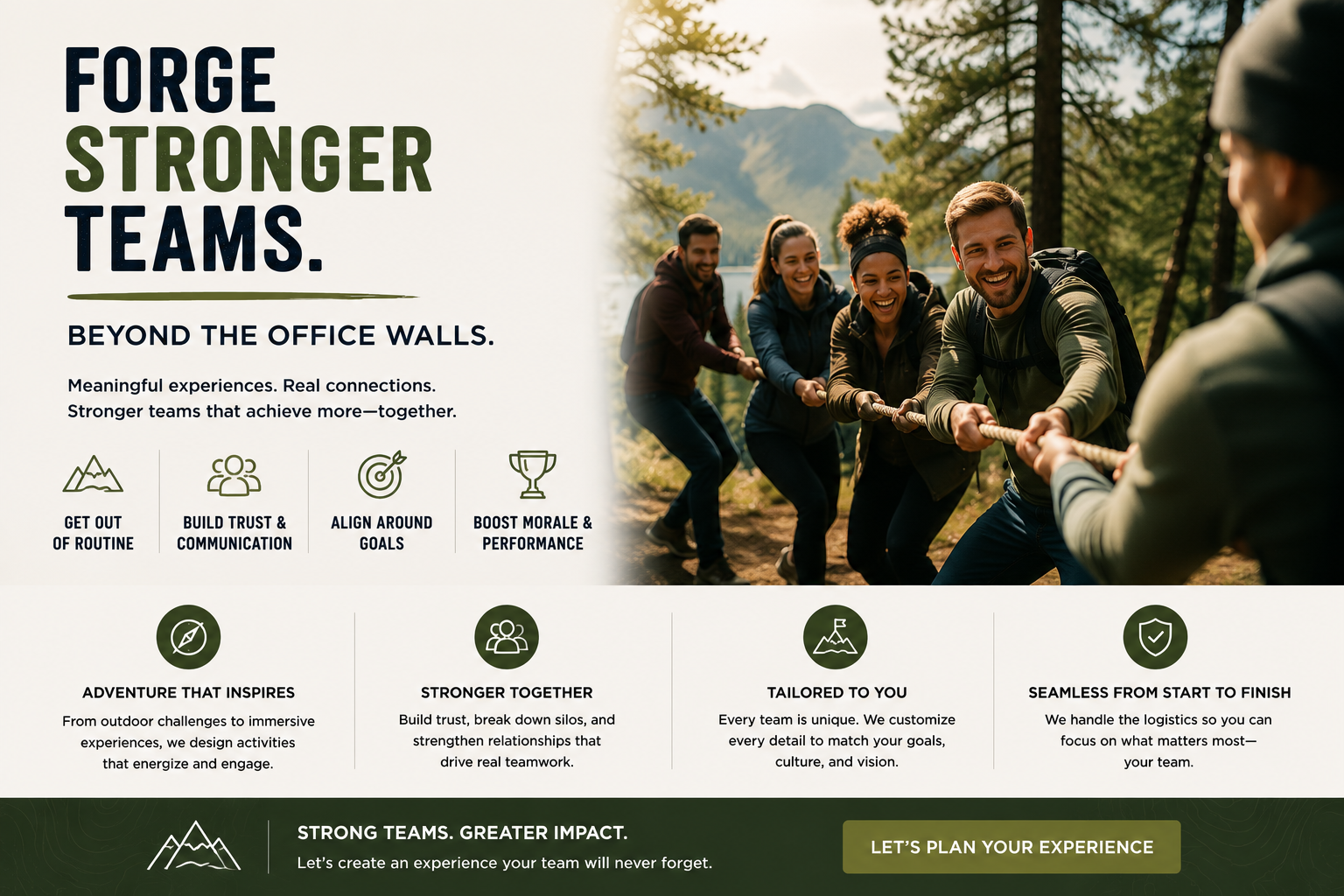 Corporate team building outdoors