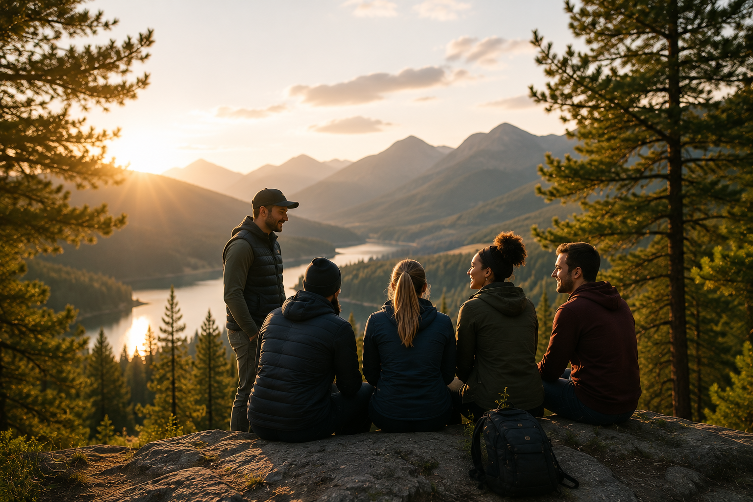 Team working together outdoors